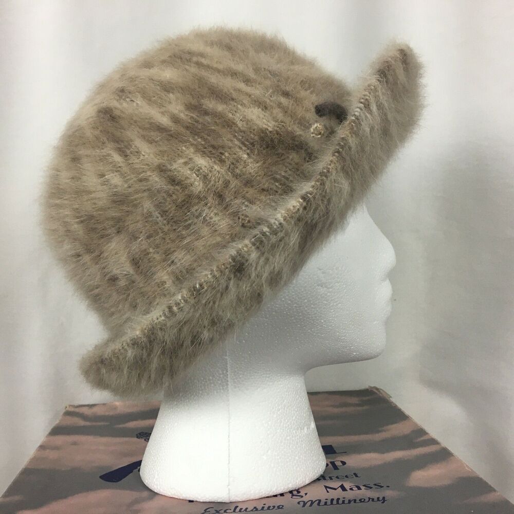 Kangol Furgora 2 Tone Brown Beige Angora Fedora Hat England 21.75" Sz S? Vintage